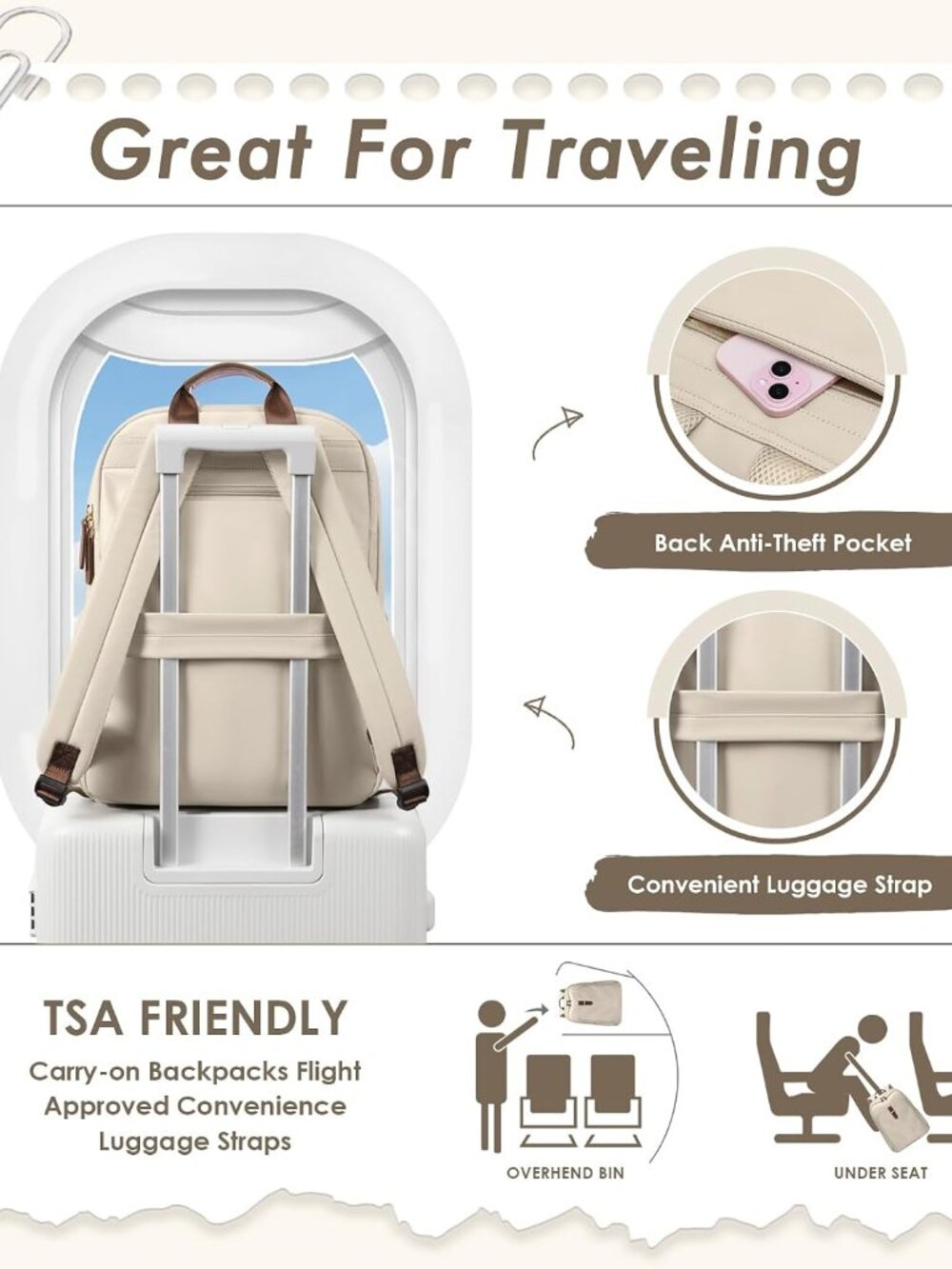 Laptop Backpack for Women,Casual Work Business Backpacks Purse Carry on Travel B - Picture 7 of 9